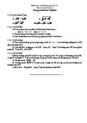 Đề thi học kì I Toán 9 - Đề 2